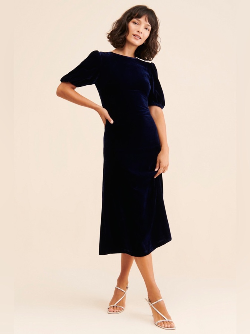 Bardot Tenacity Velour Midi Dress - Blue